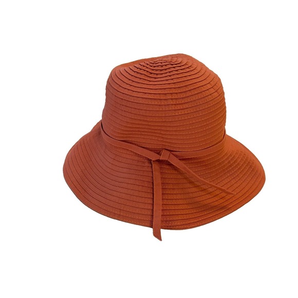 Cost Plus World Market Accessories - World Market Orange Wide Brim Tie Floppy Summer Sun Hat Bucket Size O/S Bow Boho